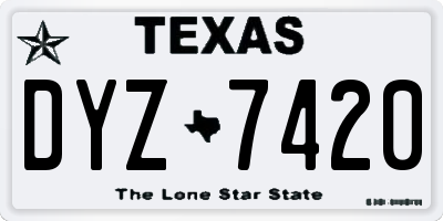 TX license plate DYZ7420