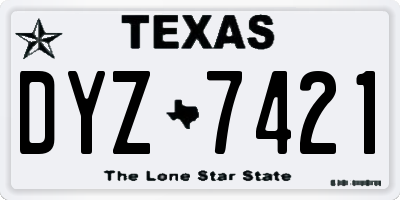 TX license plate DYZ7421