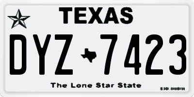 TX license plate DYZ7423