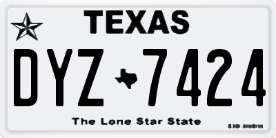 TX license plate DYZ7424