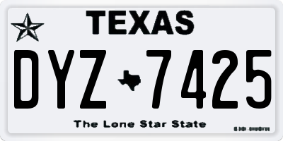 TX license plate DYZ7425