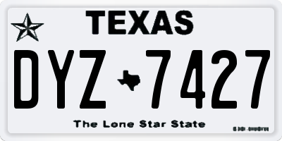 TX license plate DYZ7427