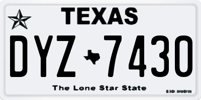 TX license plate DYZ7430