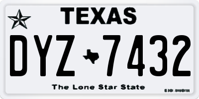 TX license plate DYZ7432