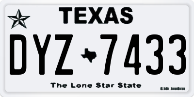 TX license plate DYZ7433
