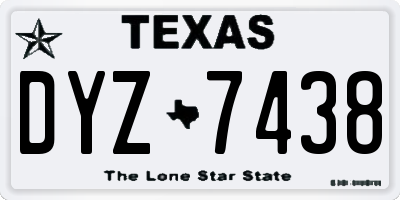 TX license plate DYZ7438