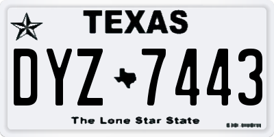 TX license plate DYZ7443