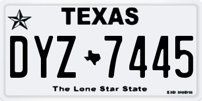TX license plate DYZ7445