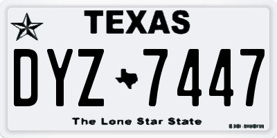 TX license plate DYZ7447