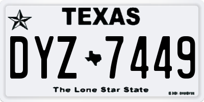 TX license plate DYZ7449