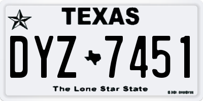 TX license plate DYZ7451