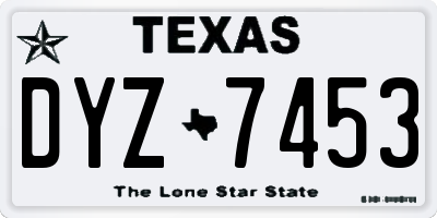 TX license plate DYZ7453
