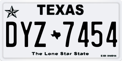 TX license plate DYZ7454