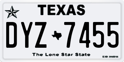 TX license plate DYZ7455