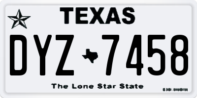 TX license plate DYZ7458