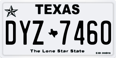 TX license plate DYZ7460
