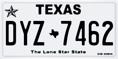 TX license plate DYZ7462