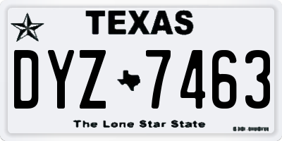 TX license plate DYZ7463