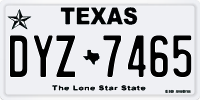 TX license plate DYZ7465