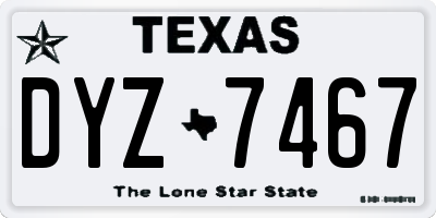 TX license plate DYZ7467