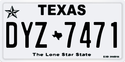 TX license plate DYZ7471