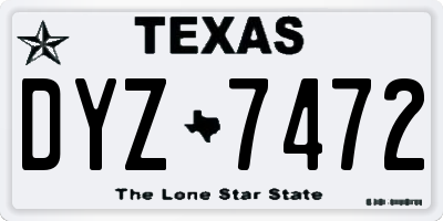 TX license plate DYZ7472
