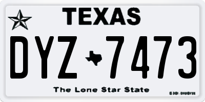 TX license plate DYZ7473