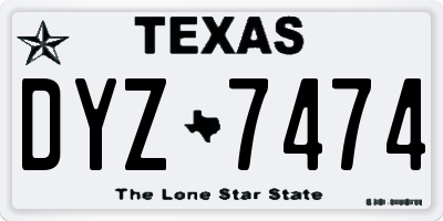 TX license plate DYZ7474