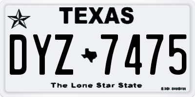 TX license plate DYZ7475
