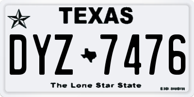 TX license plate DYZ7476