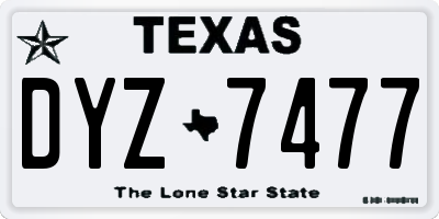 TX license plate DYZ7477