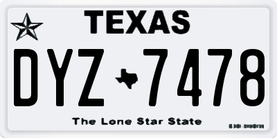 TX license plate DYZ7478
