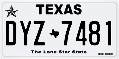 TX license plate DYZ7481
