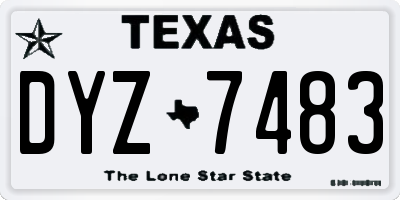 TX license plate DYZ7483