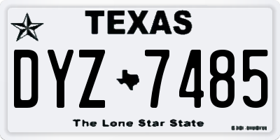 TX license plate DYZ7485