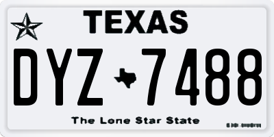 TX license plate DYZ7488