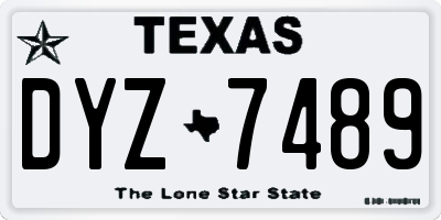 TX license plate DYZ7489