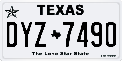 TX license plate DYZ7490