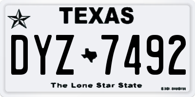 TX license plate DYZ7492