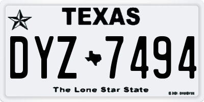 TX license plate DYZ7494