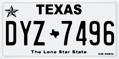 TX license plate DYZ7496