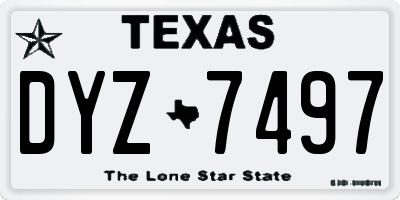 TX license plate DYZ7497