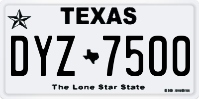 TX license plate DYZ7500