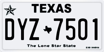 TX license plate DYZ7501