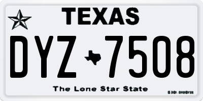 TX license plate DYZ7508