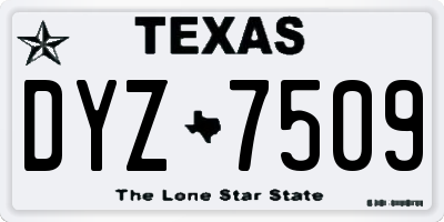 TX license plate DYZ7509