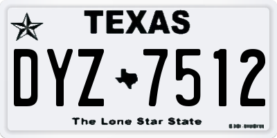 TX license plate DYZ7512