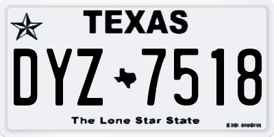 TX license plate DYZ7518