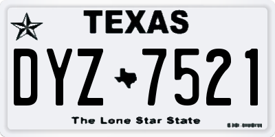 TX license plate DYZ7521