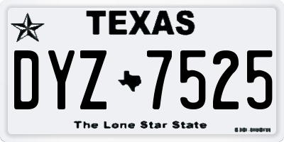 TX license plate DYZ7525